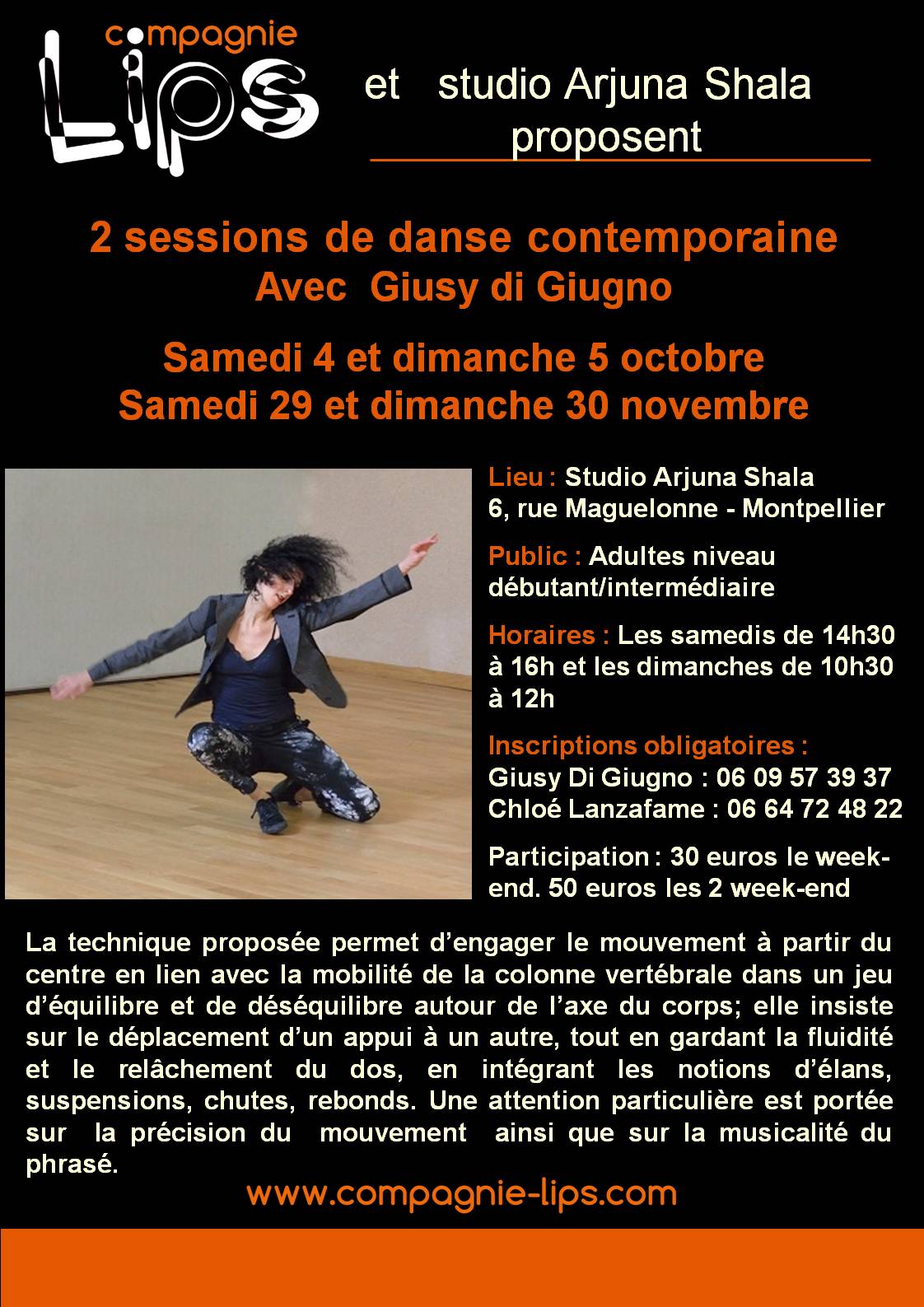 Sessions 1 danse contemporaine studio Arjuna